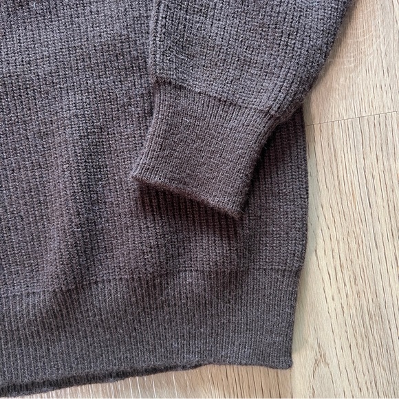 Henley 1/3 Zip Ribbed Sweater Brown SMALL - Picture 6 of 8